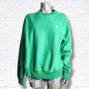 Champion Reverse Weave Kelly Green Crewneck Pullover Sweatshirt Size S